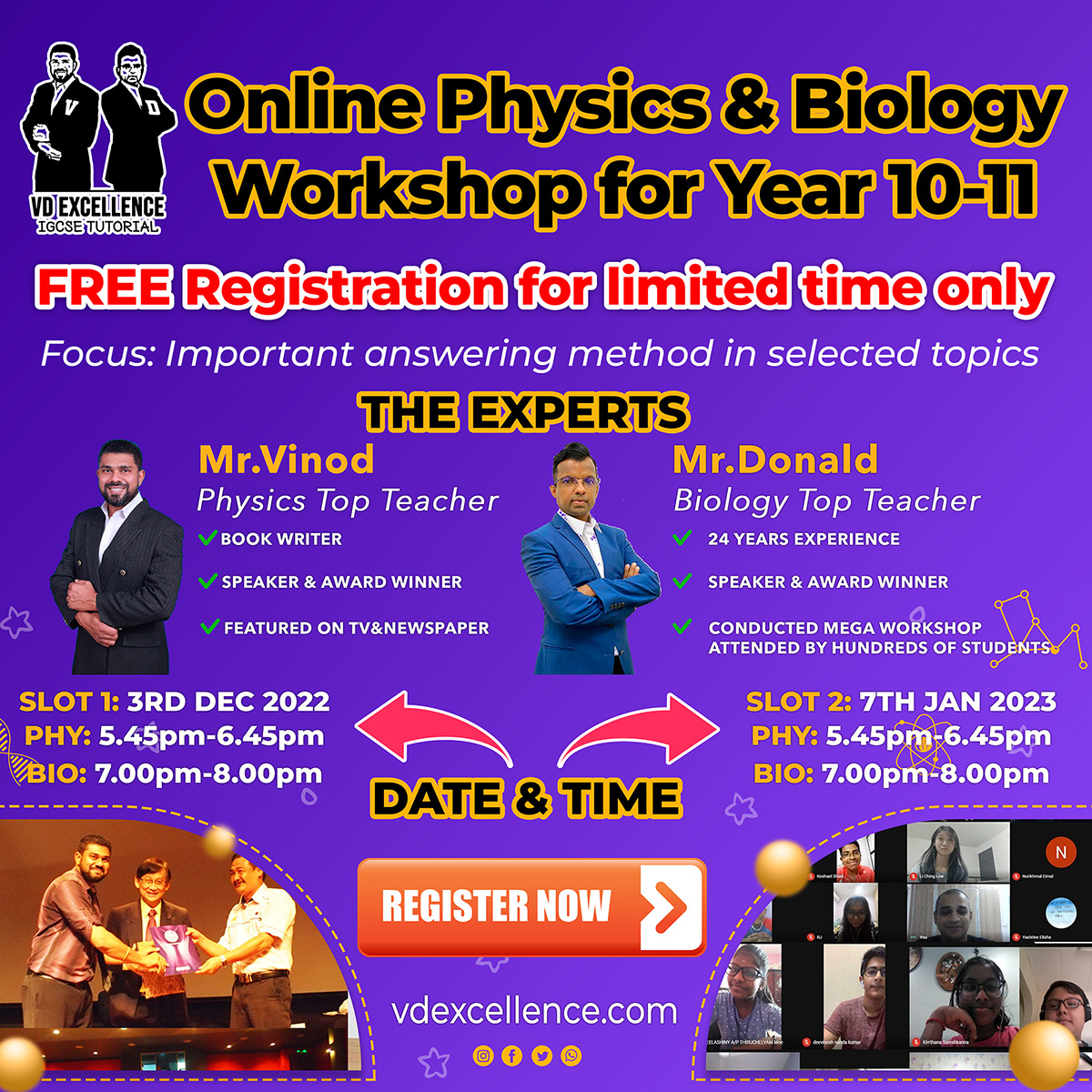 FREE ONLINE PHYSICS & BIOLOGY WORKSHOP FOR YEAR 10-11